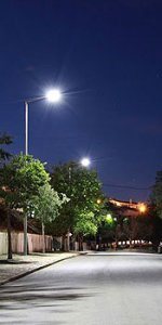 Пример применения уличных светодиодных светильников - освещение городских улиц, стоянок, автомагистралей