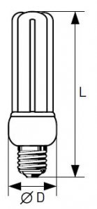 Схема Лампа компактная люминесцентная трубчатая (с датчиком) - ЭРА 4U Sensor-15-842-E27 (10/50) яркий свет C0029498